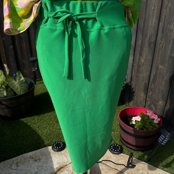 Classic Concepts Green Midi Pencil Skirt with Tie Front - Picture 3 of 9